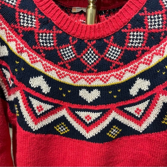 Marine Layer Archive Alpine Red Fair Isle Patterned Women's Sweater - Picture 11 of 13